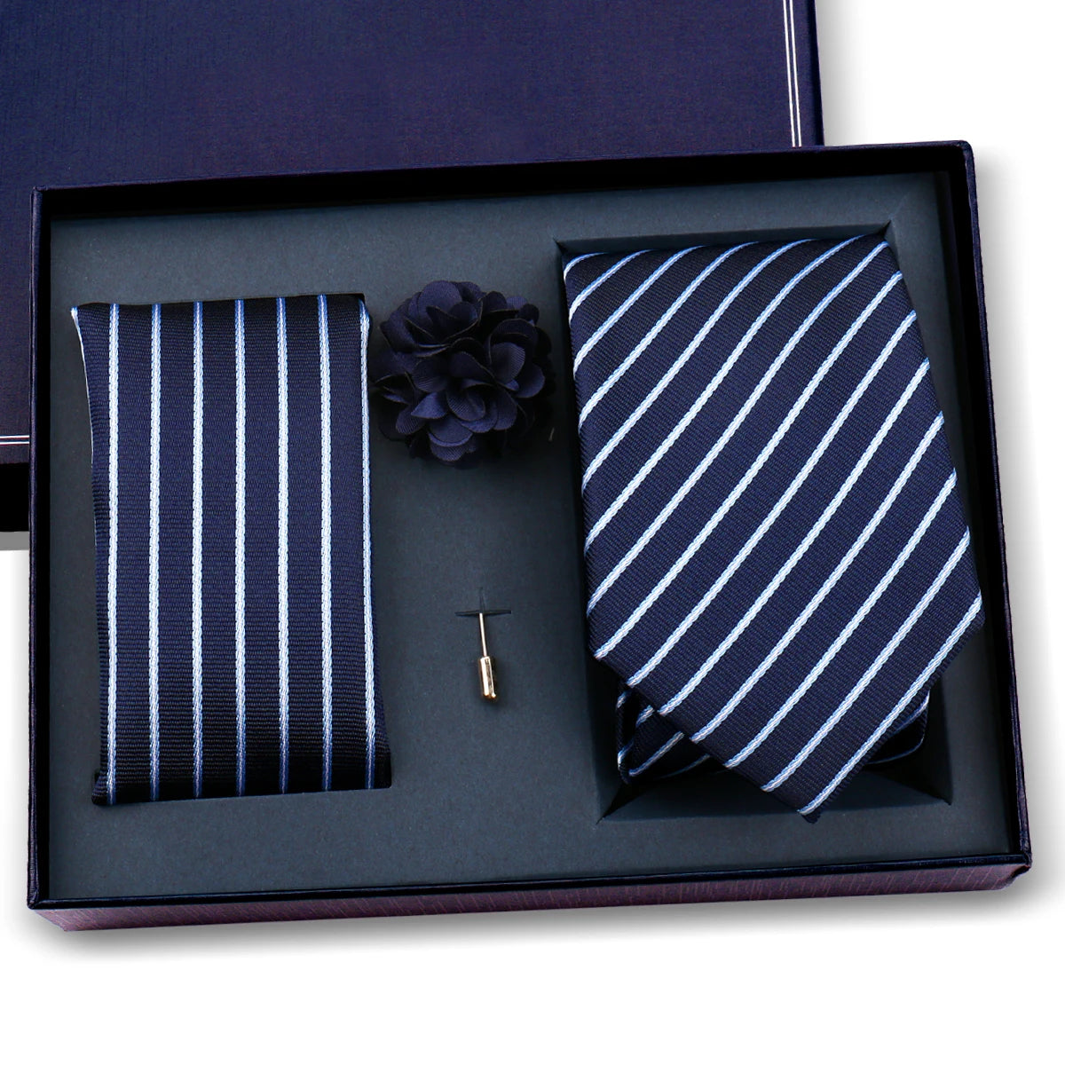 Luxury Men’s Paisley Necktie Gift Set. Silk Tie, Pocket Square, Cufflinks & Gift Box for Weddings & Business