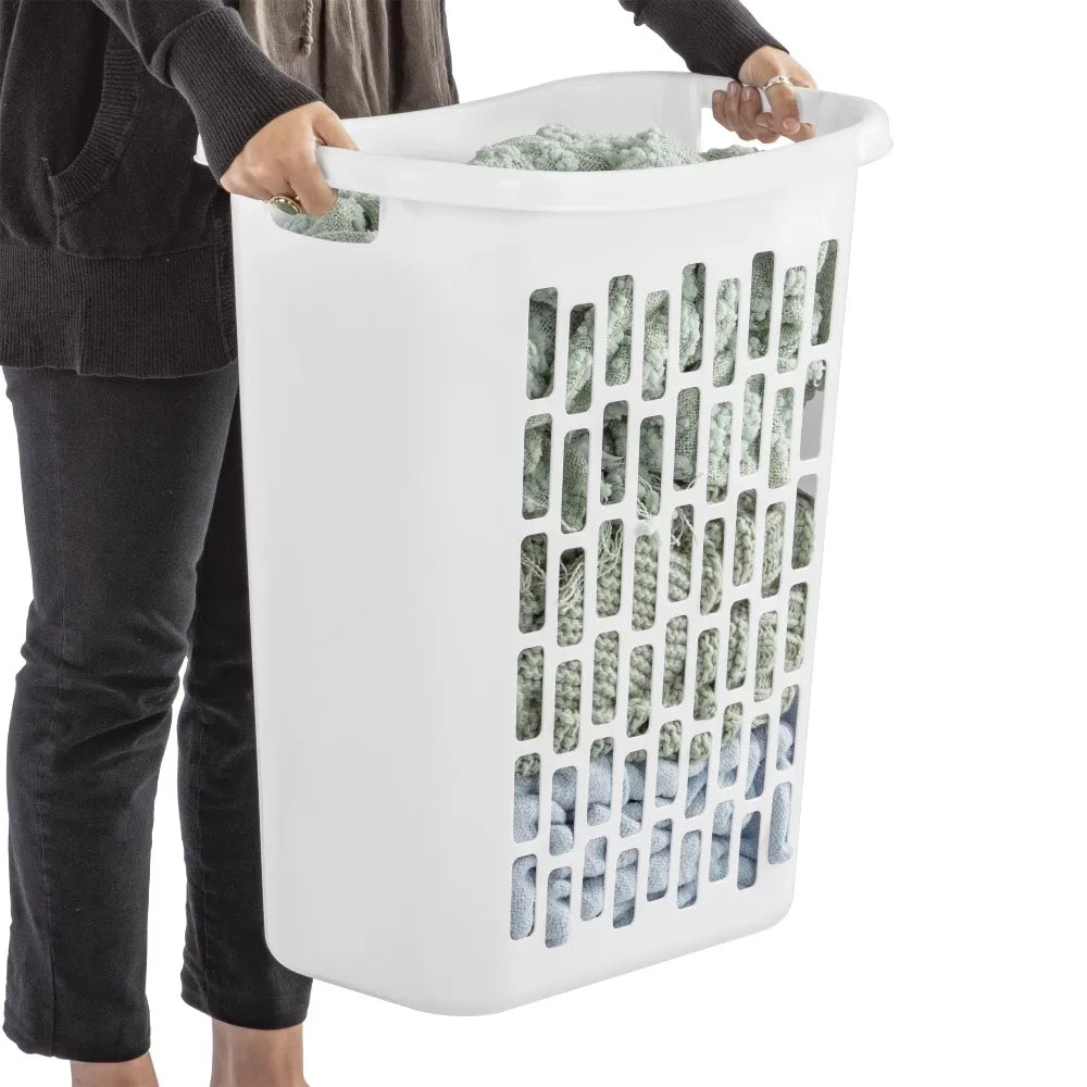 Slim Space-Saving Laundry Hamper with Handles .Tall Laundry Basket