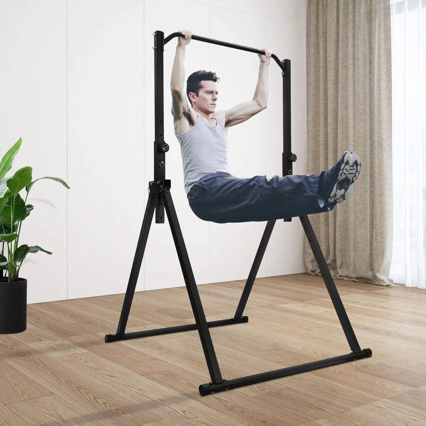 Adjustable Pull-Up Station.Heavy-Duty Home Strength Training Tower
