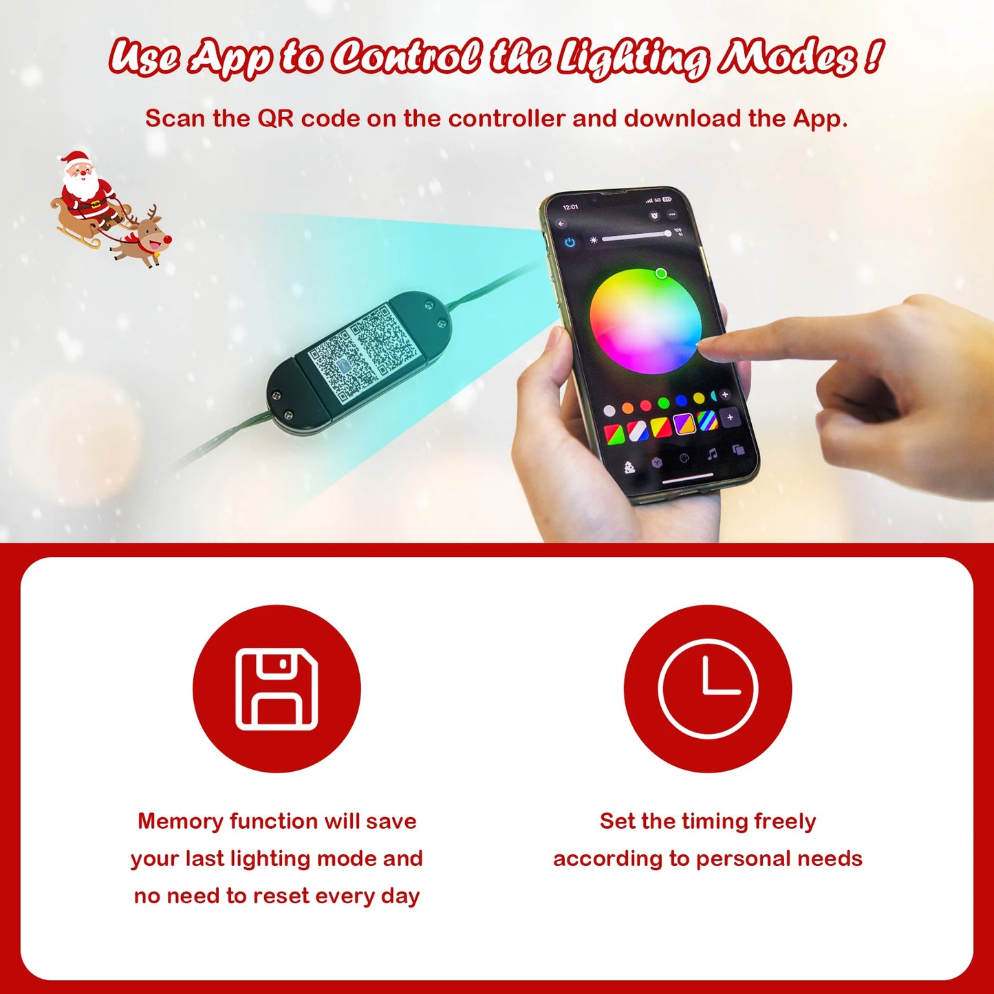 6FT–8FT Smart Pre-Lit Artificial Christmas Tree with App-Controlled LED Lights