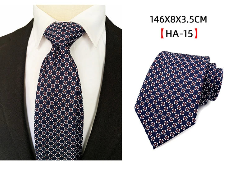 Men’s Luxury 8cm Vintage Silk Necktie Classic Designer Business, Wedding & Formal Dress Tie