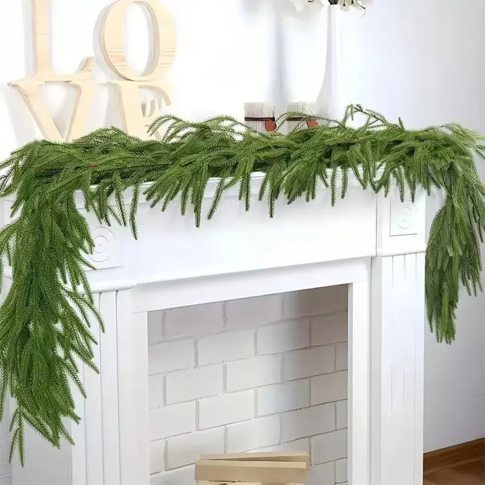 Realistic Christmas Garland Soft Bendable Real Touch Mantel