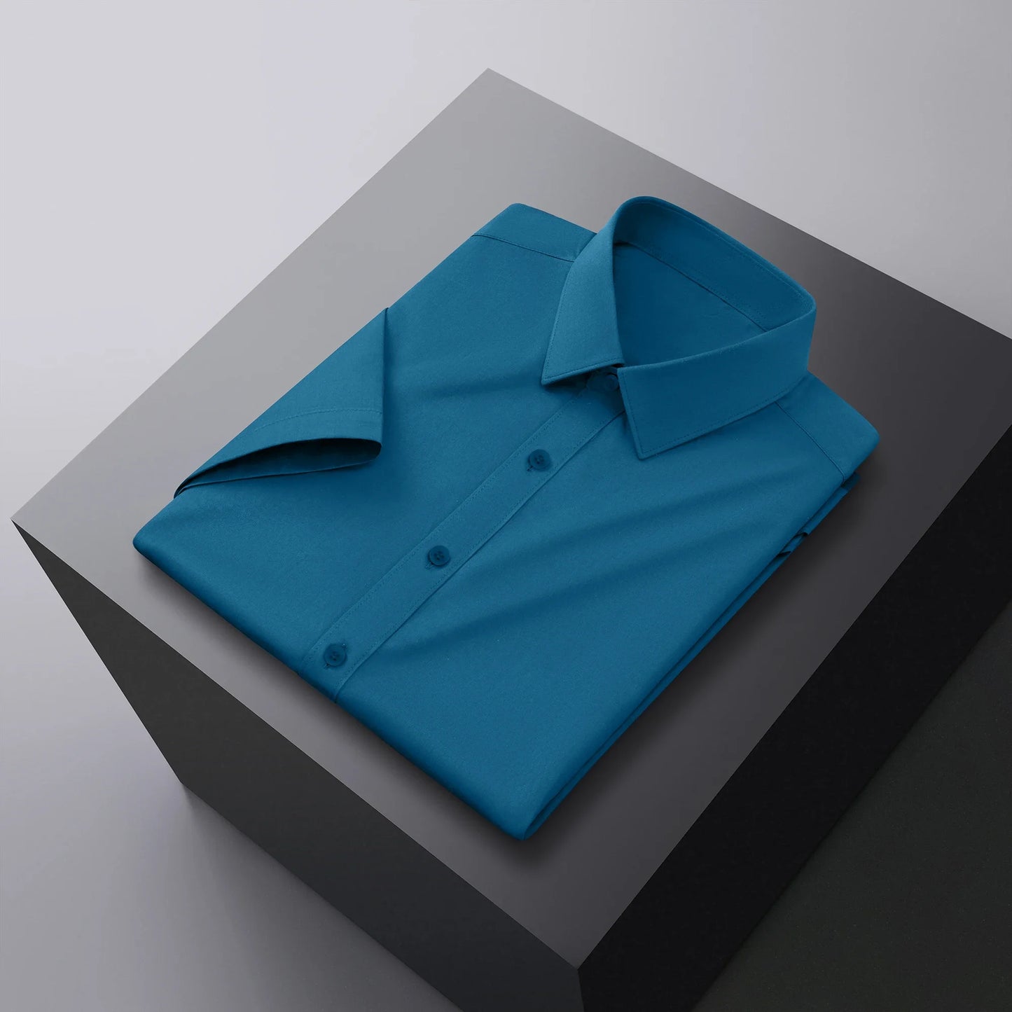 Men’s Business Casual Short Sleeve Shirt .Solid Color Summer Button Down