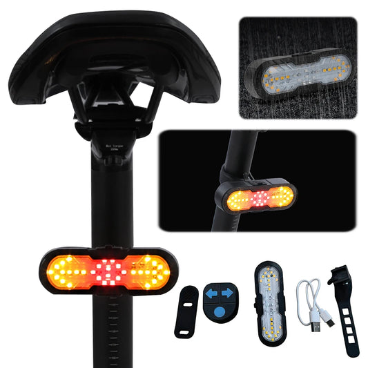 Bike Tail Light Wireless Remote Control Warning Bike Lights with Turn Signals & Horn Bike Rear Light Waterproof for Night Riding