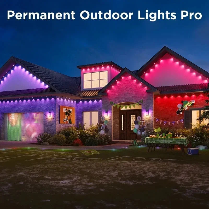 MIMIRGB Smart Permanent Outdoor LED Eaves Lights 180 LEDs Waterproof String Lights Remote Control and App Control for Parties
