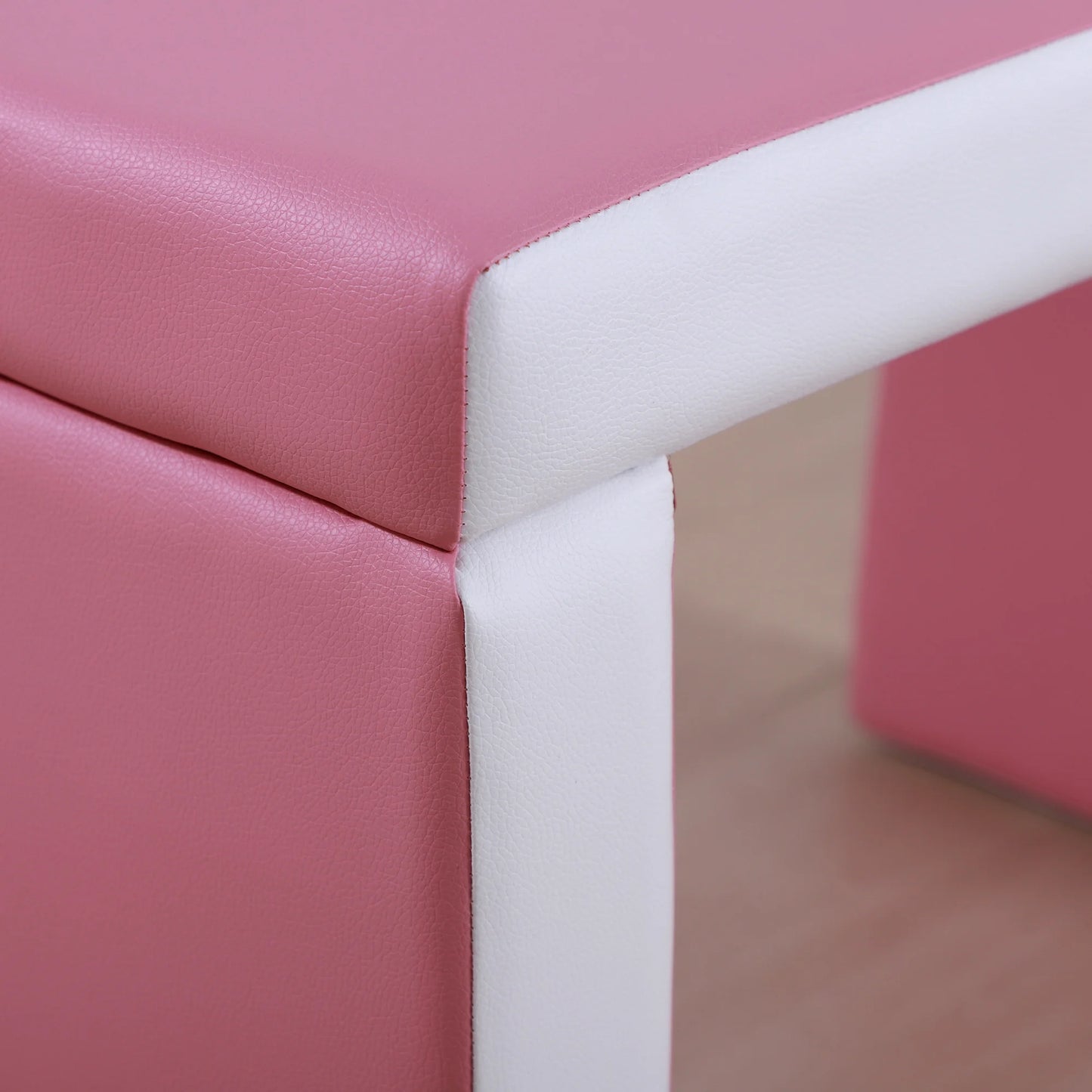 Kids Leather Sofa Armchair Multi-functional Table Chair Set Storage Pink