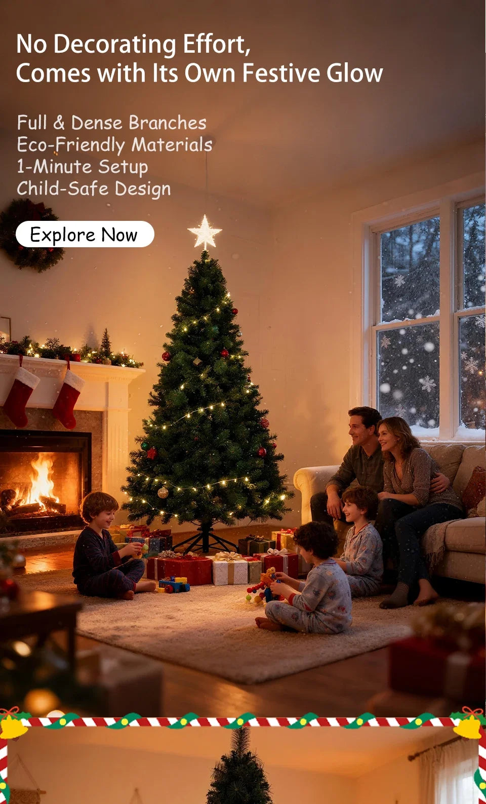 6FT Pop-Up Artificial Christmas Tree .PVC Mixed Branch Holiday Tree with Iron Stand