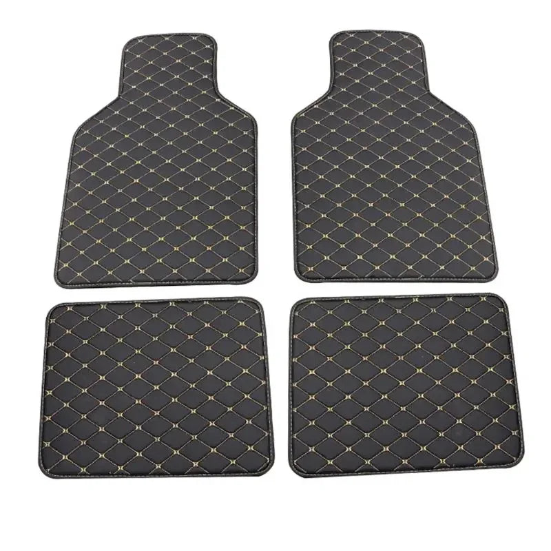 Universal PU Leather Car Floor Mats 4 Pcs Front Rear Set