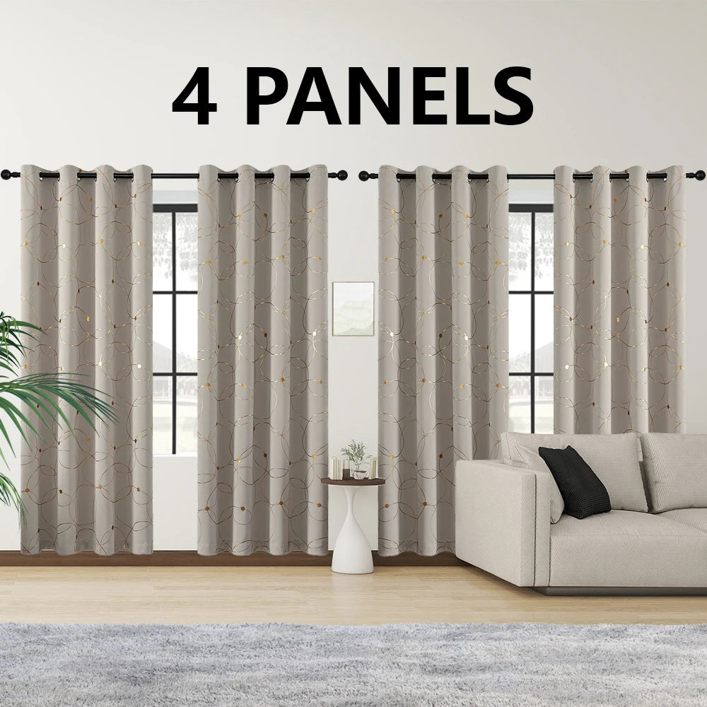 4 Panel Blackout Curtains .Thermal Insulated Room Darkening Window Drapes