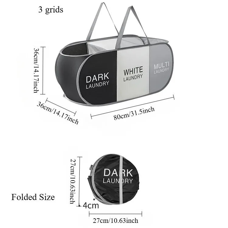 Large Foldable Laundry Sorting Hamper with Carry Handles