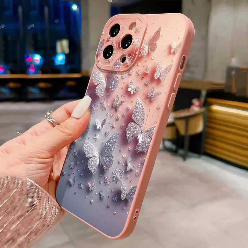 Butterfly Floral Design Shockproof Phone Case for iPhone Samsung