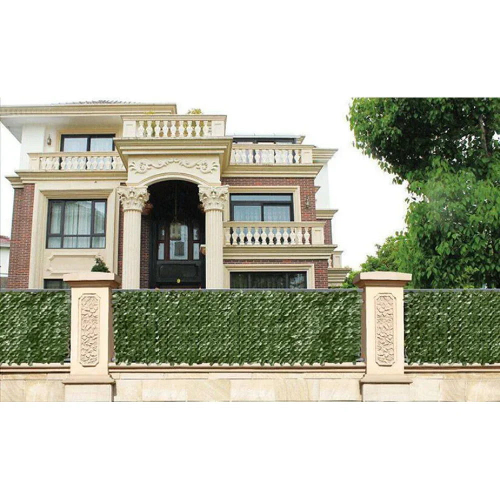 6FT Ivy Leaf Artificial Fence Screen - Realistic Green Plastic Vine Plants for Outdoor Indoor Garden Decor, Hedge Wall Panel