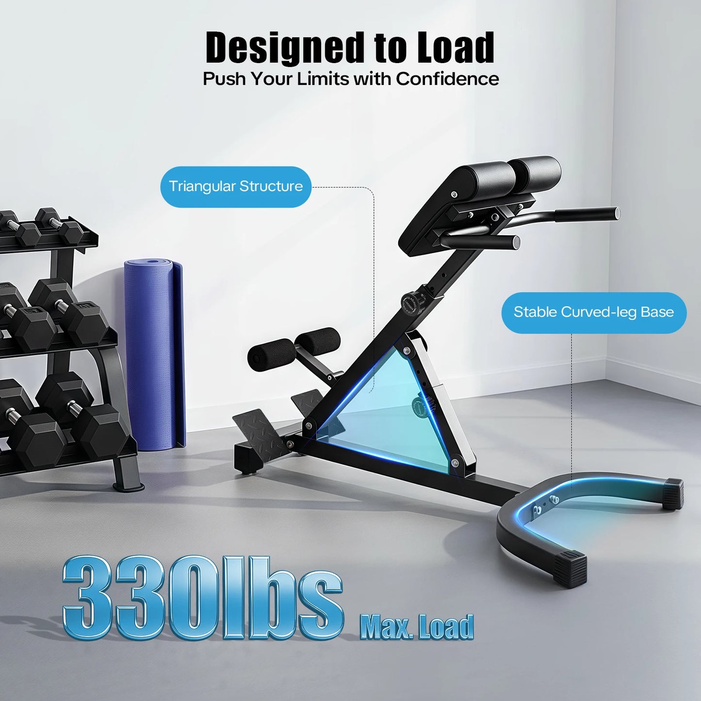 Adjustable Roman Chair Back Extension Machine for Core & Lower Back Training