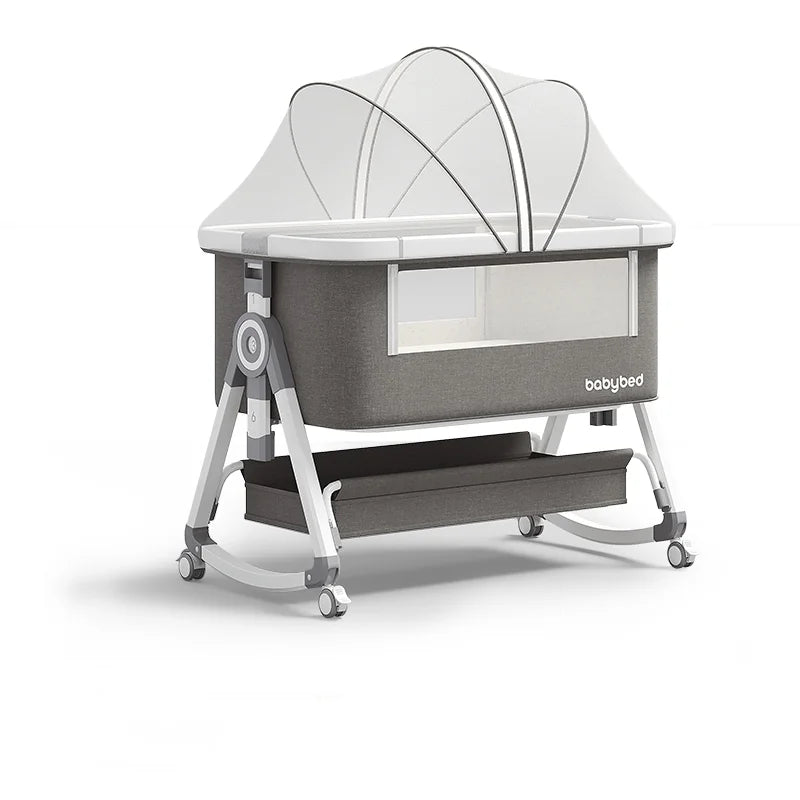 3-in-1 Portable Baby Bassinet & Bedside Sleeper with Storage Basket, Wheels & Adjustable Height