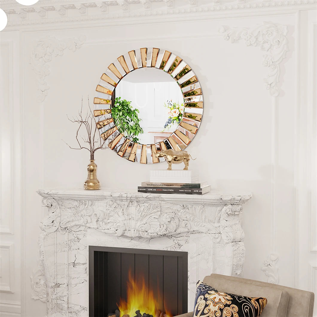 XL Enthusiasm Decor Mirror Wall Accent Mirror 60/80cm Round for Entrance Hallway Bathroom