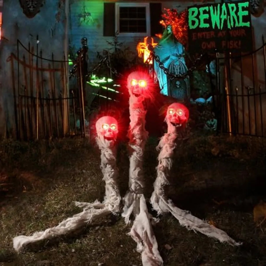 Halloween Skull Yard Stakes 3 Pack Lighted Pathway Markers