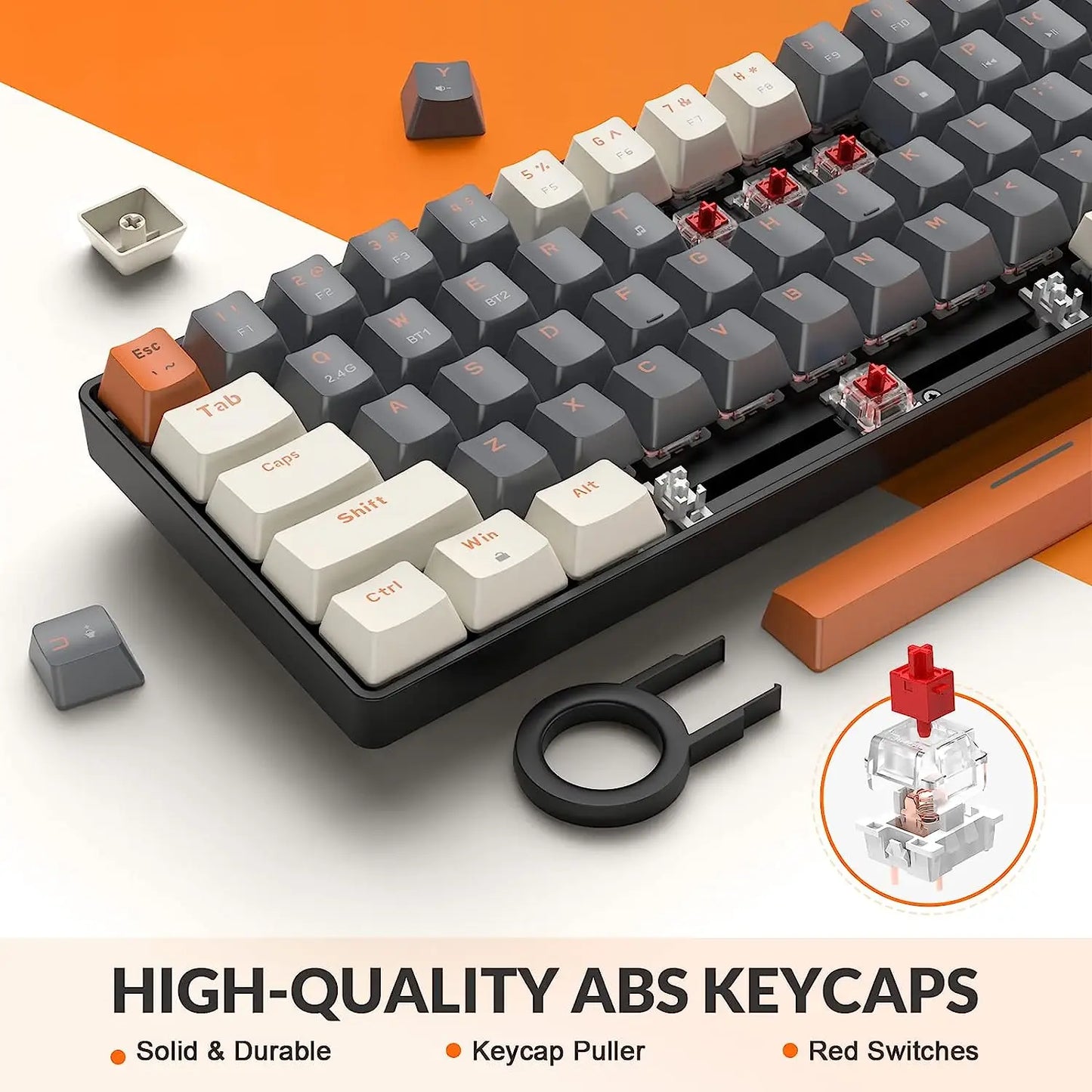 RK68 Wireless Mechanical Gaming Keyboard .Bluetooth 5.0 & Dual Mode Connectivity    Description: