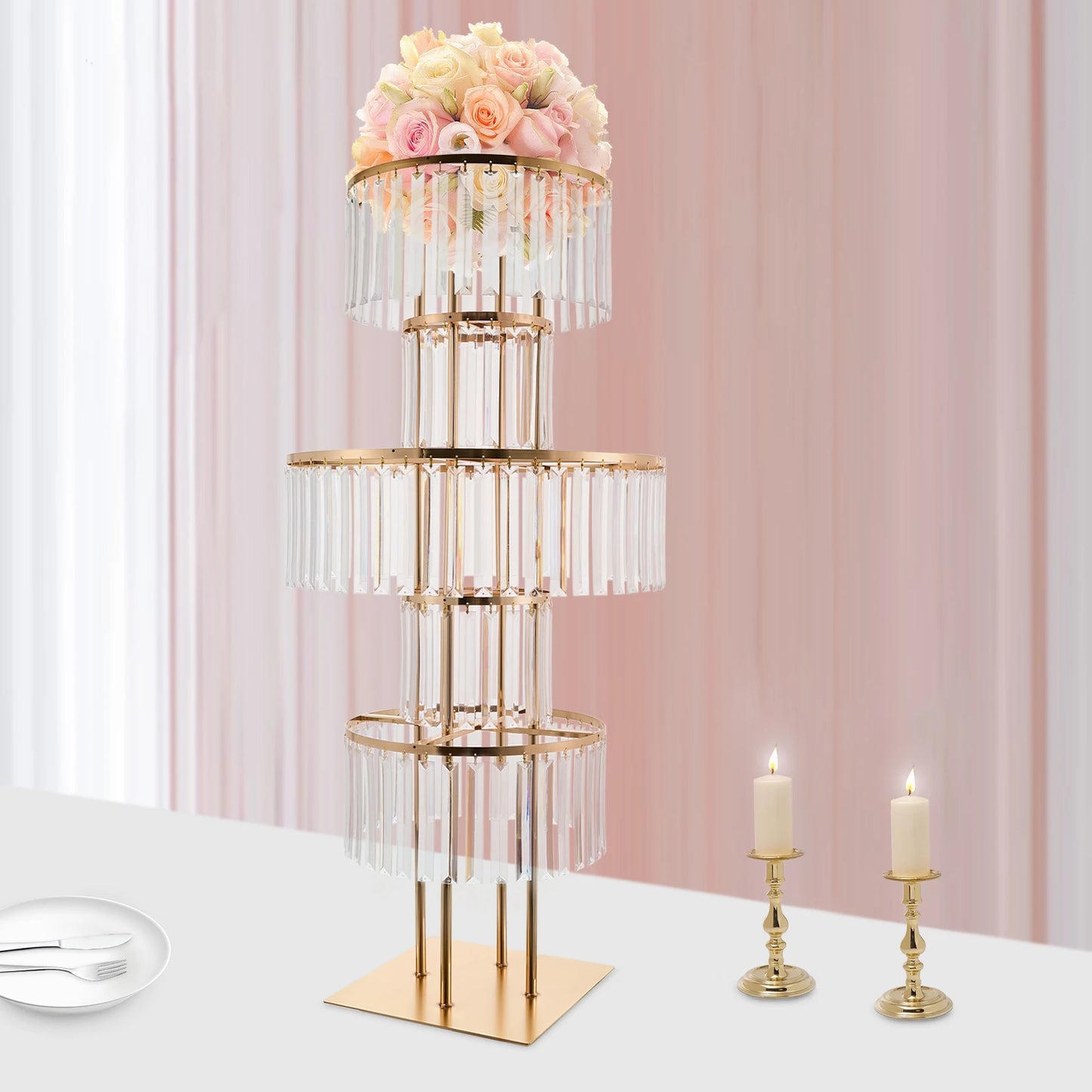 5 Tiers Acrylic Flower Stand Wedding Centerpiece Display Flower Holder Free Standing Decor for Parties, Banquets & Events