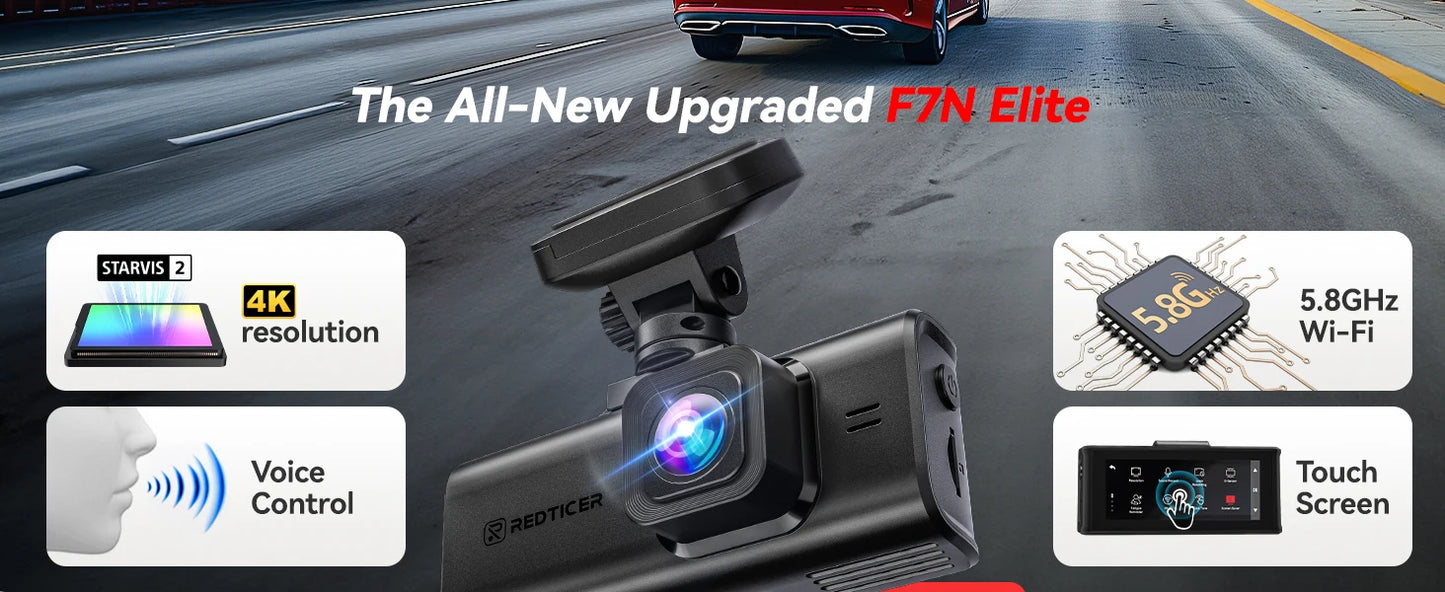 REDTIGER F7N ELITE STARVIS 2 Sensor 4K HDR Dash Cam Front and Rear 5.8GHz WiFi APP car camera WDR car dvr for 24H Parking Mode(