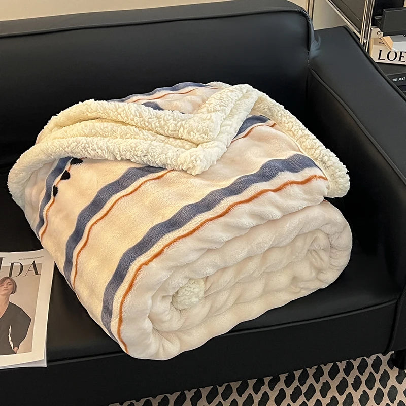 Soft Plaid Fleece Blanket, 300g Cozy Gift for Dorm Sofa Bed | Warm Home Decor Essentials (School Season)