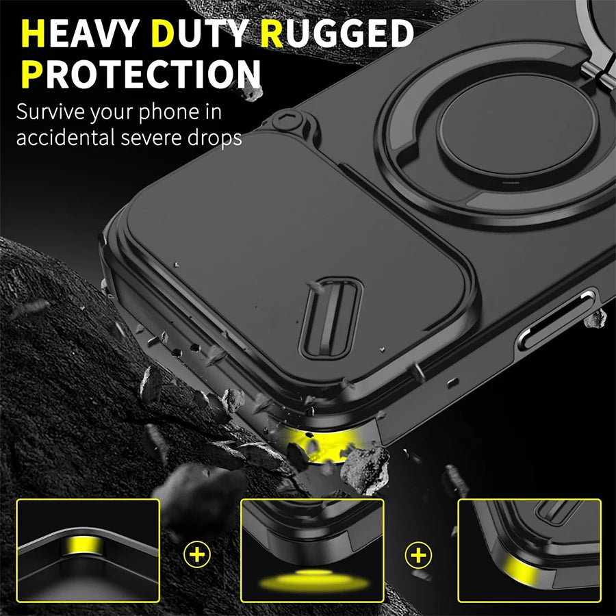 Heavy Duty Magnetic Shockproof Phone Case with Ring Stand