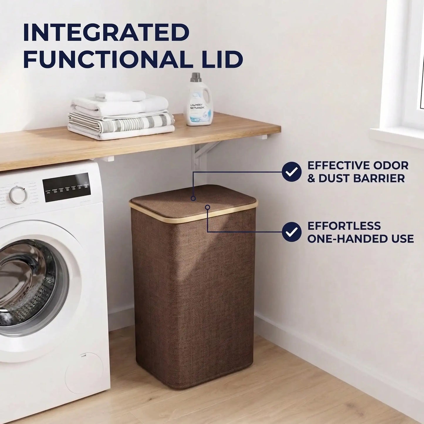 110L Large Capacity Laundry Hamper with Lid & Handles.  Collapsible Oxford Fabric Basket