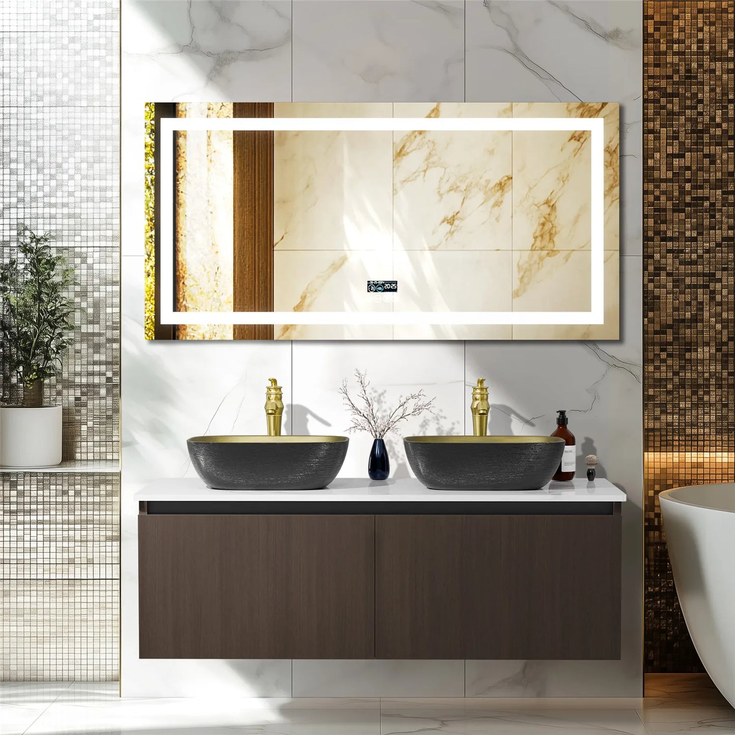 Floating Vanity Bathroom with Sink Combo, Wall Mounted Modern Vanity, Bathroom Cabinet Vanity with Sink Ceramic Basin Faucet