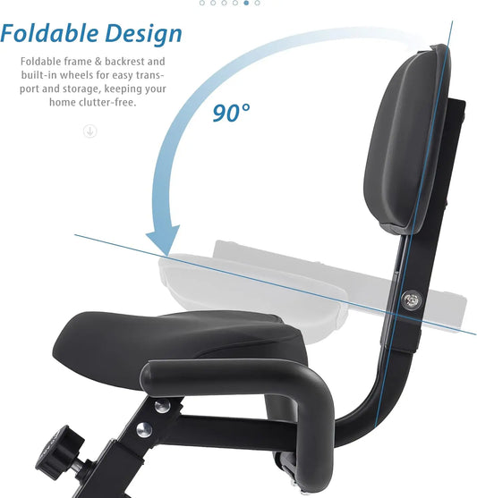 Exercise Bike Folding Exercise Bike Indoor Upright Recumbent Fitness Cycling Bike Magnetic X-Bike with 16-Level Adjustable Resis