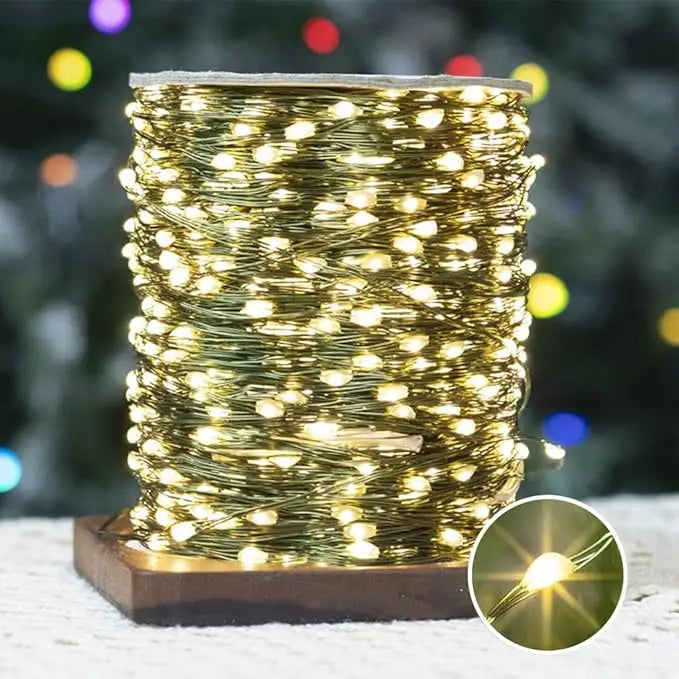 164FT Green Wire Fairy Lights Plug-in, 500 LED Dimmable Waterproof String Lights with Remote - 8 Modes Warm White for Christmas