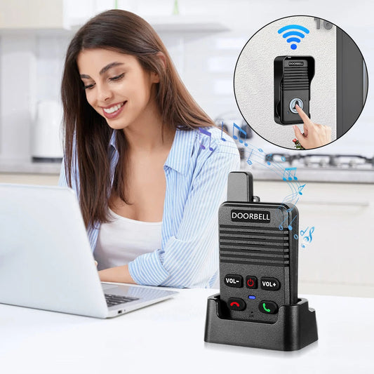Wireless Voice Duplex Intercom Doorbell with Rechargeable Battery House Home Audio Apartment Room Intercom for Factory Office