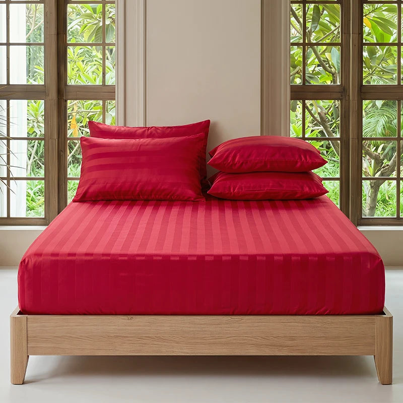 Luxury Satin Jacquard Fitted Sheet & Pillowcase Set