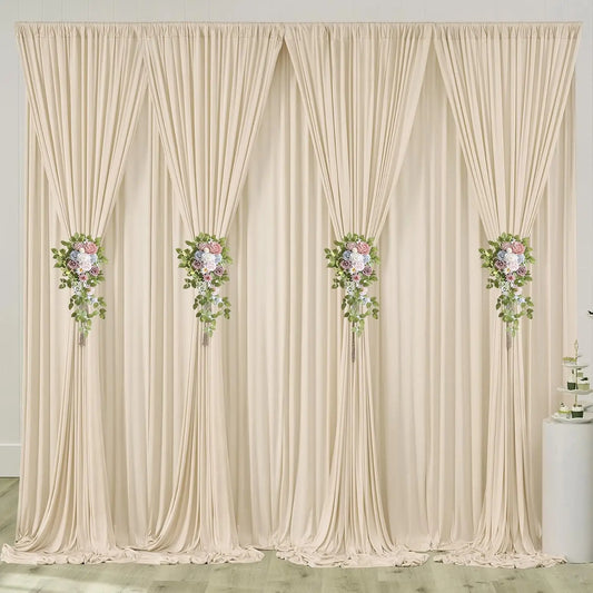 (8-10 Panels) 5ft x 10ft Ivory Backdrop Curtains for Wedding Birthday Baby Shower Photography Backdrop Fabric Curtains Drapes Ho