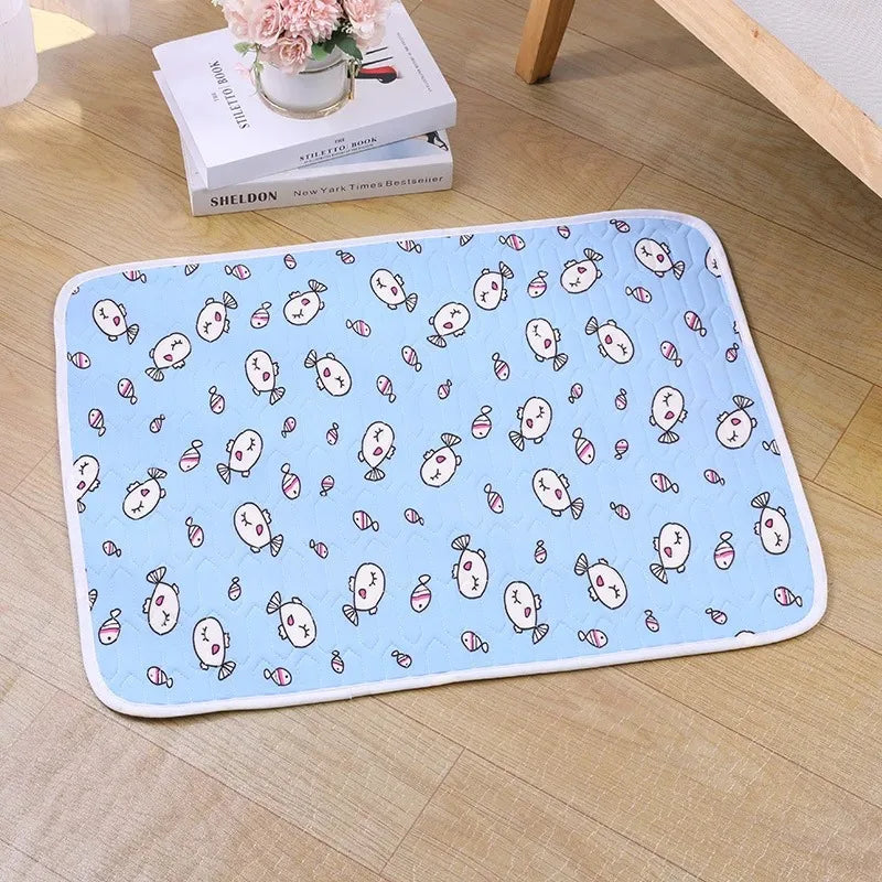 Cute Cartoon Cooling Sleeping Mat for Dogs & Cats. Soft Breathable Summer Pet Bed Pad