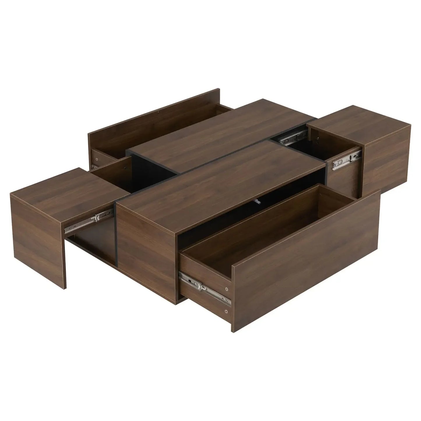 Rectangular Sliding Top Coffee Table with 2 Drawers and 2 Hidden Storage for Living Room 47.2" (Walnut),Café Tables