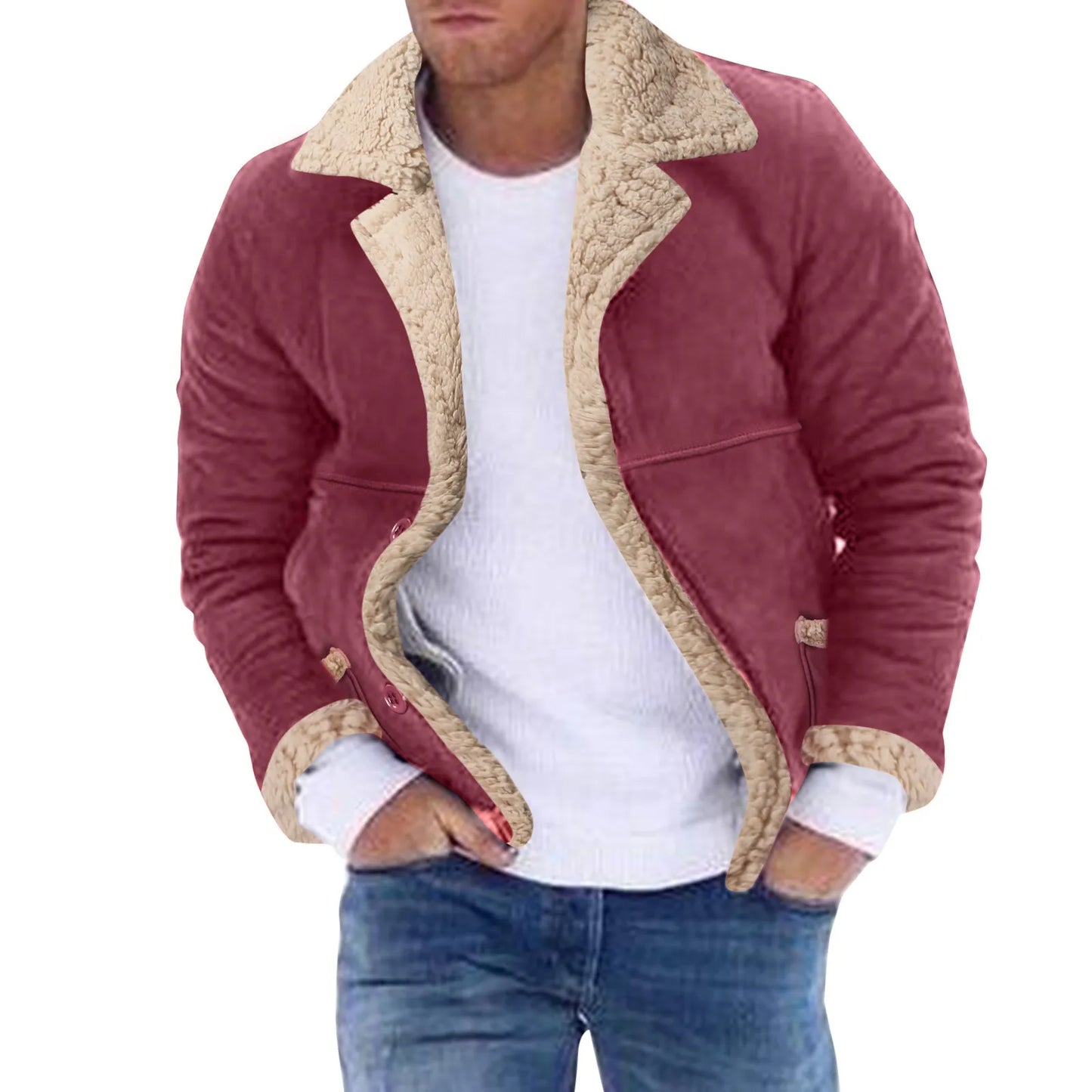 Men’s Plus Size Winter Faux Leather Jacket Warm Sherpa Lined Casual Coat