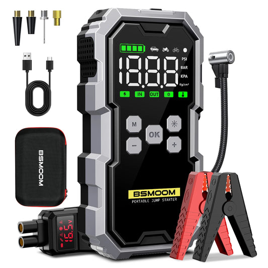 Portable Car Jump Starter with Air Compressor LCD Display 21800mAh Battery Pack
