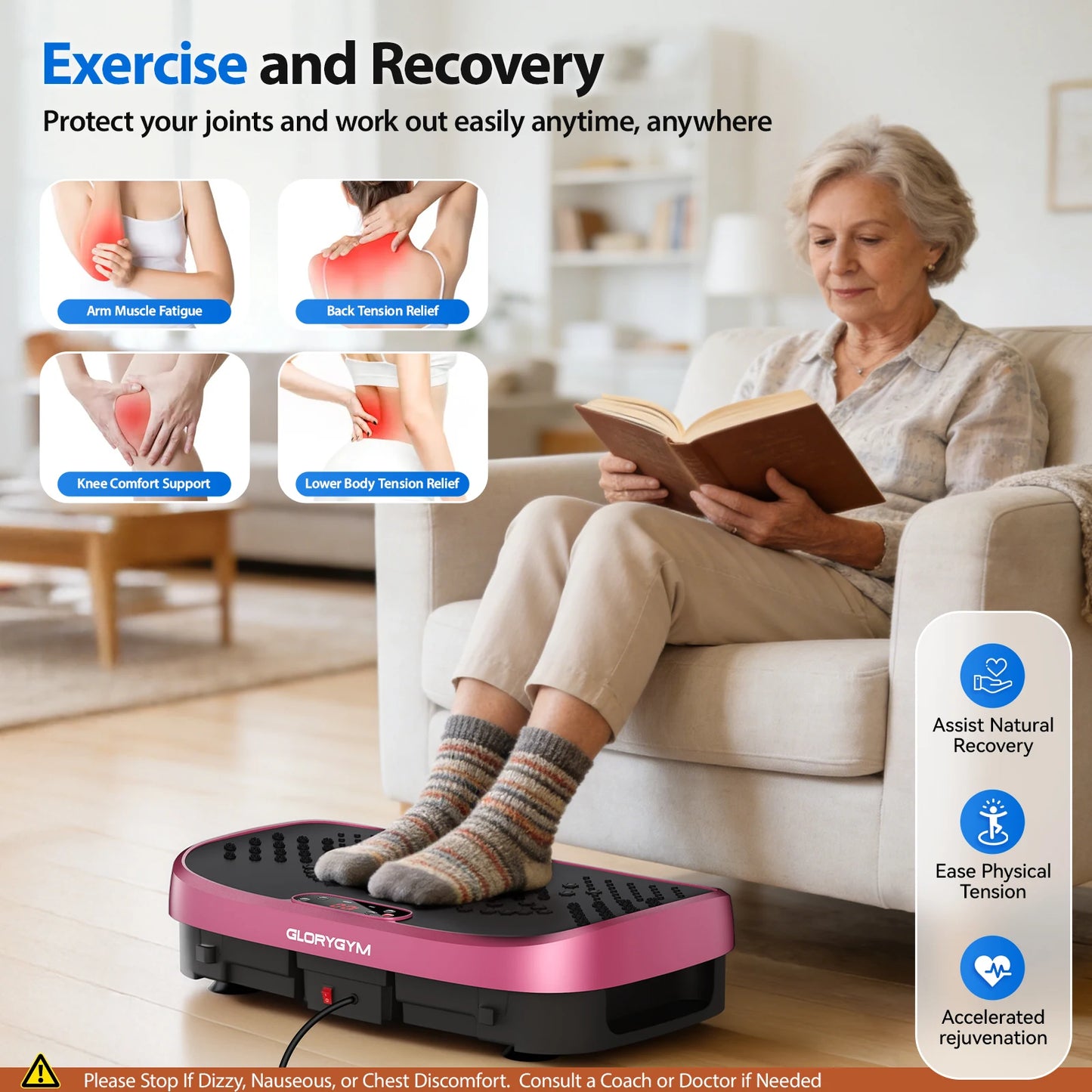 Magnetic Vibration Plate Exercise Machine. 120-Level Full Body Fitness Platform with Resistance Bands