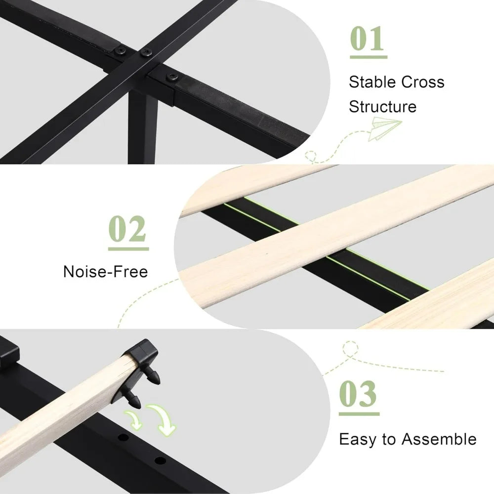 Feonase King-Size Upholstered Bed Frame with Four Storage Drawers, Wingback Headboard, and Charging Station