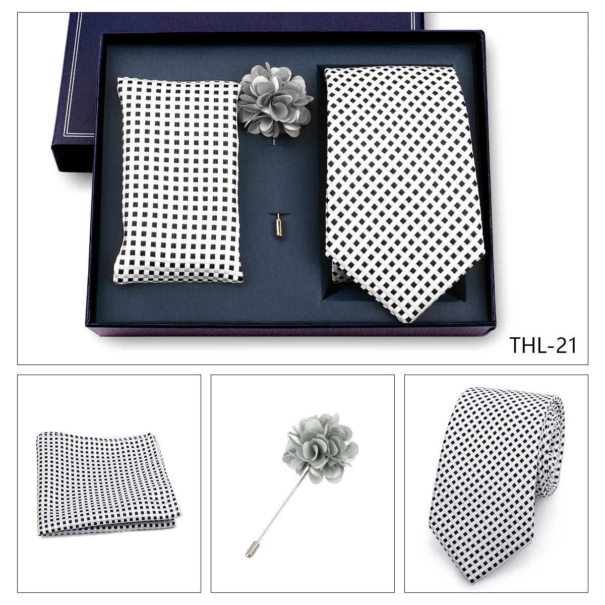 Luxury Men’s Paisley Necktie Gift Set. Silk Tie, Pocket Square, Cufflinks & Gift Box for Weddings & Business