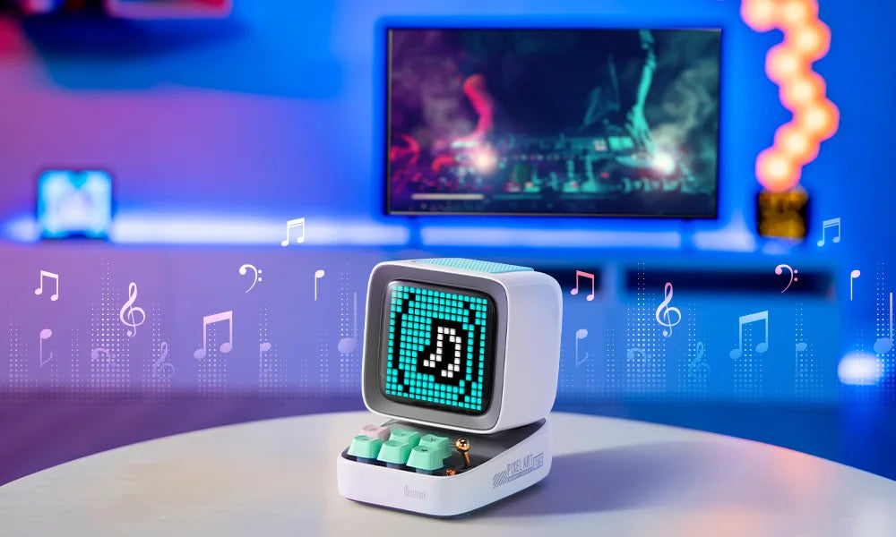 Divoom Ditoo-Pro bluetooth desktop bluetooth speaker portable kids lametric time clock pixel art retro  gaming room alarm clock