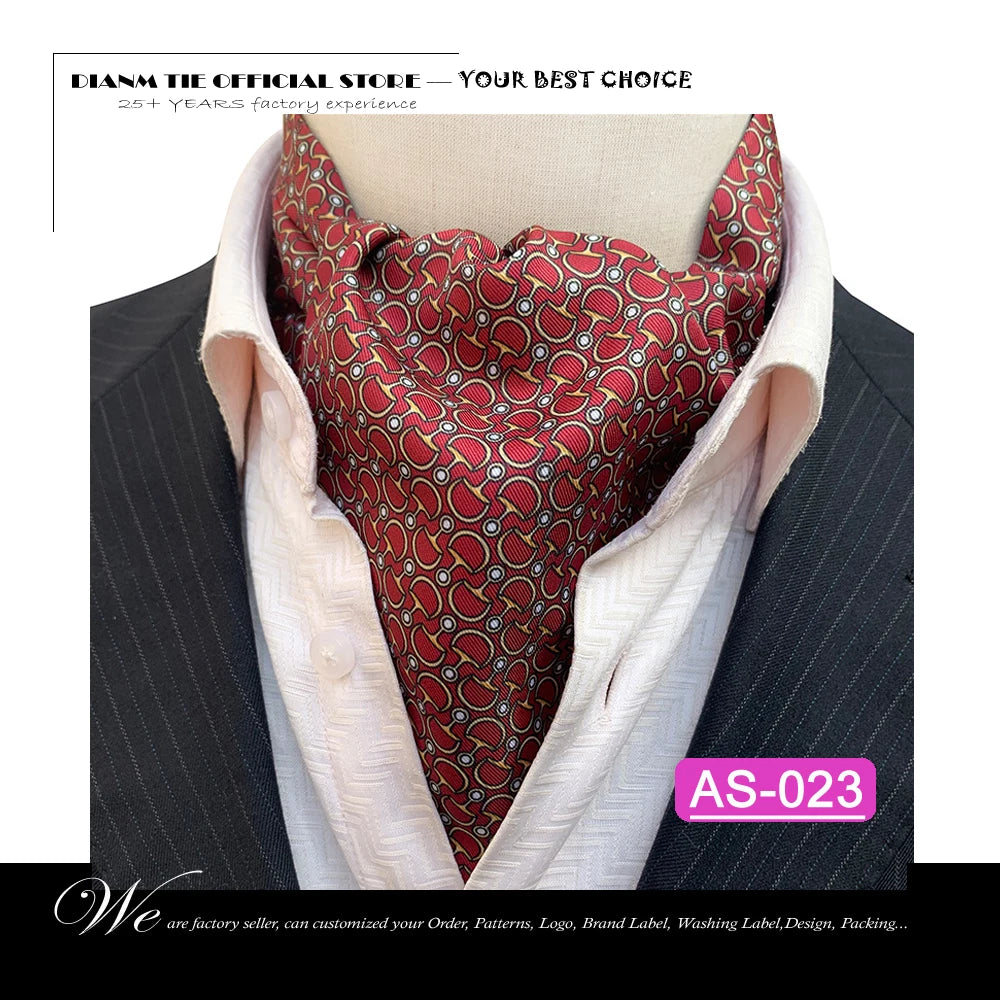 Luxury Men’s Ascot Tie & Pocket Square Set for Weddings, Business & Formal Wear