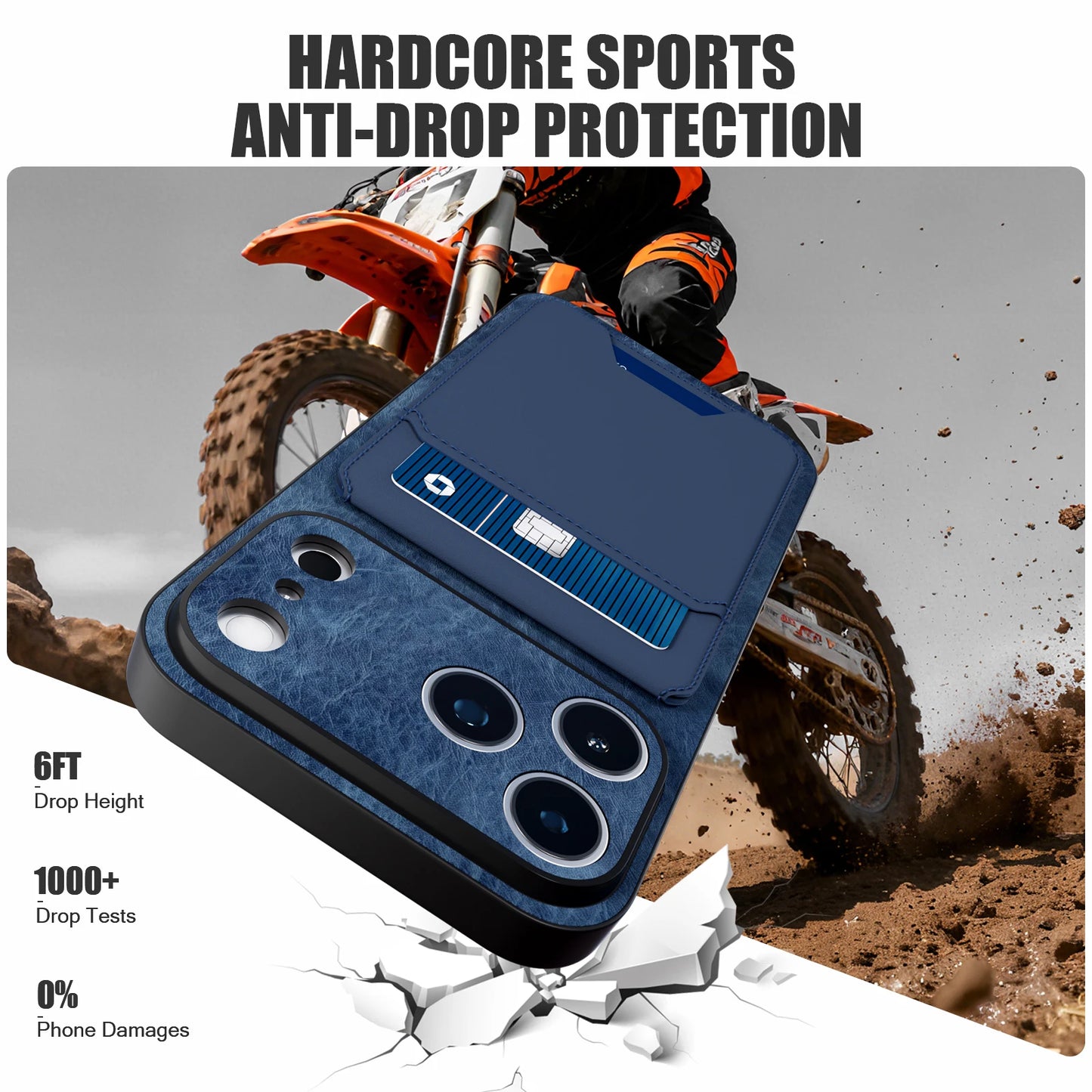 2-in-1 Magnetic Wallet Phone Case with Detachable Card Holder & Stand