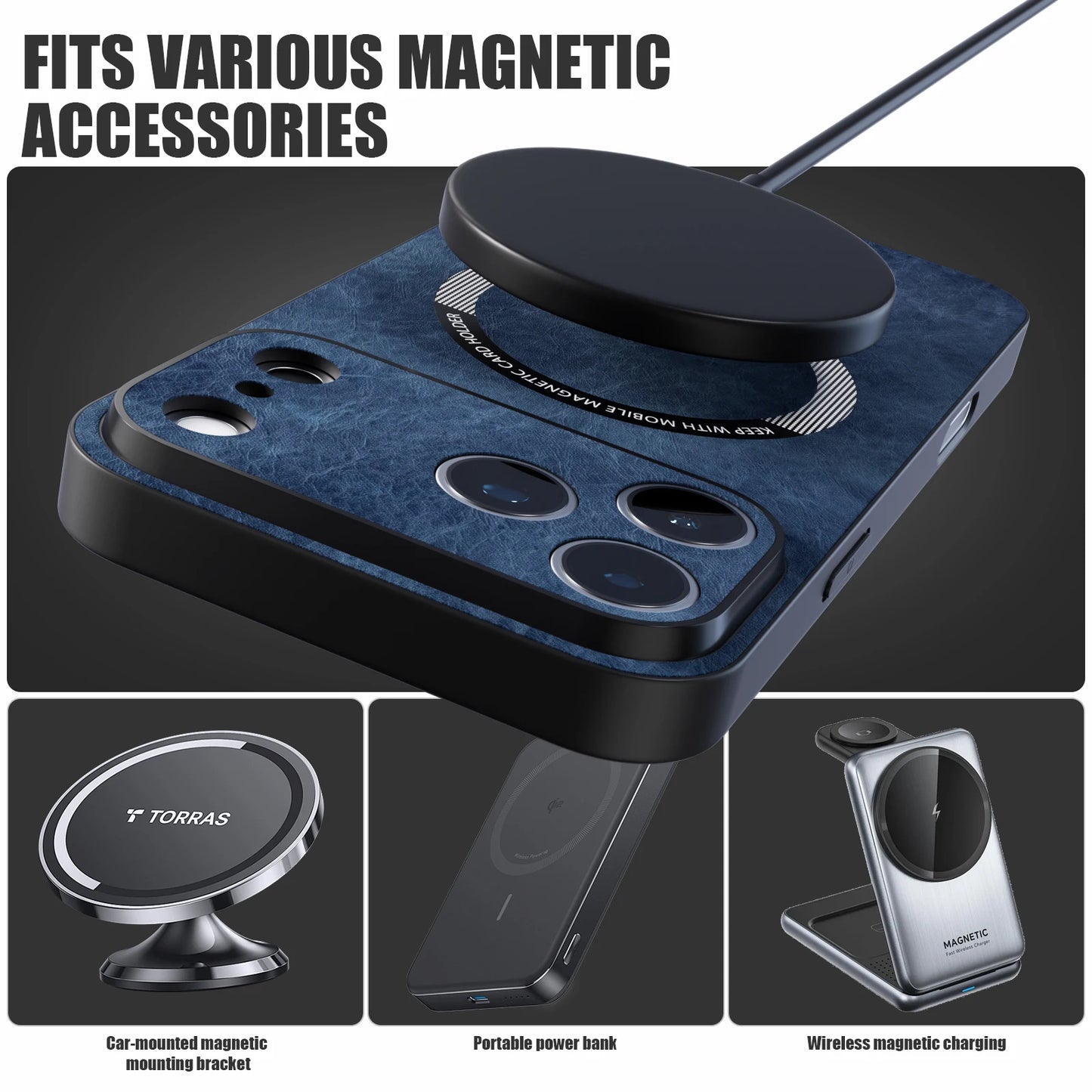 2-in-1 Magnetic Wallet Phone Case with Detachable Card Holder & Stand