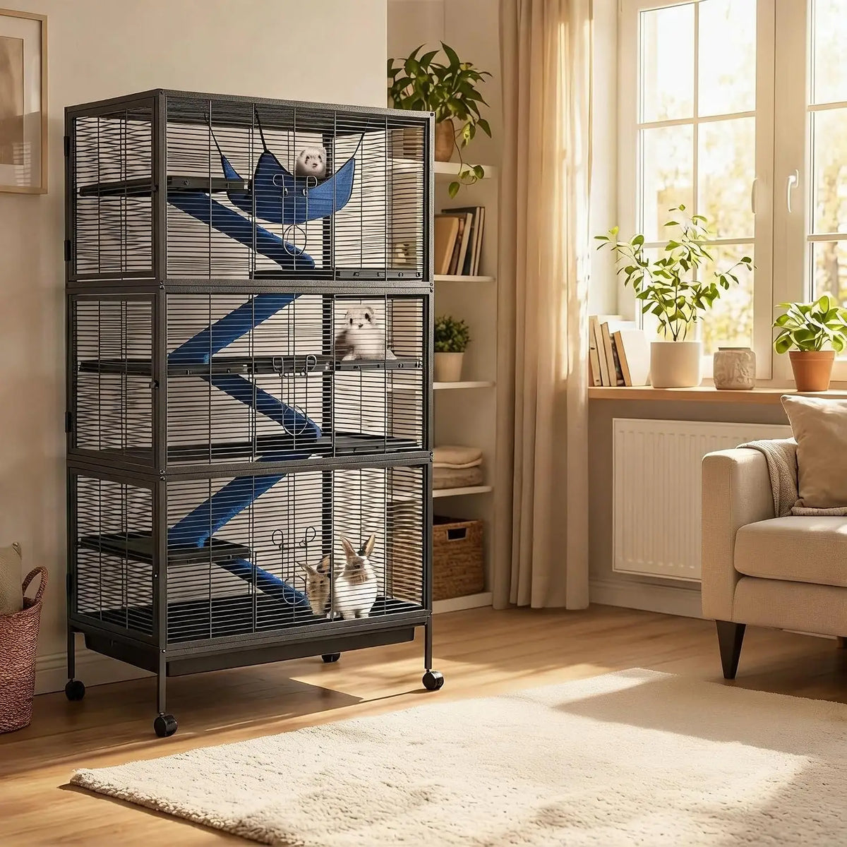 6-Tier Metal Small Animal Cage with Rolling Stand