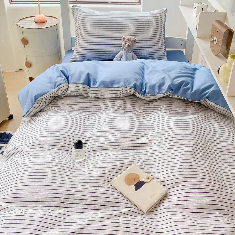 3-Piece Washed Comforter Set. Soft Solid Color Bedding Set