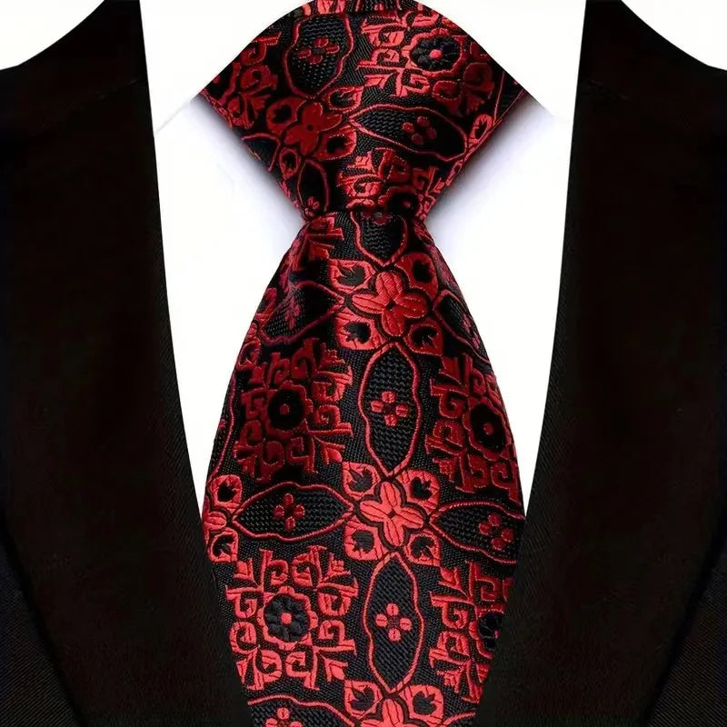 Luxury Red Paisley Men’s Tie. Classic Business and Wedding Necktie