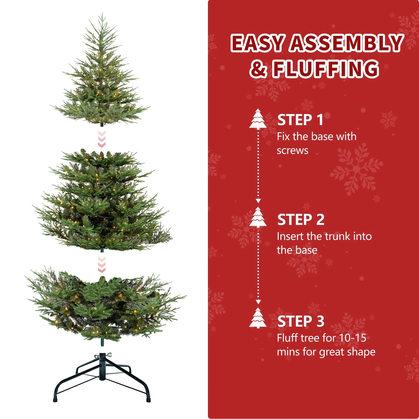 7ft Premium Pre-Lit Christmas Tree with 450 LED Lights . Realistic Full Pine Design for Home & Holiday Décor