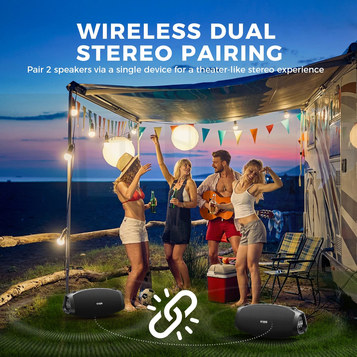 W-KING 70W Portable Bluetooth Speaker with Wireless Microphone, Deep Bass, Bluetooth 5.0 & IPX6 Waterproof