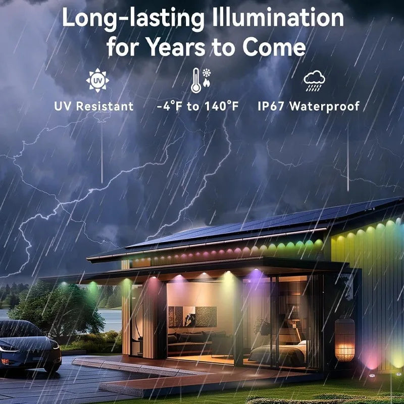 Smart Permanent Outdoor Light RGB Eaves Lights IP67 WaterproofApp Control Timer Music Sync for Outdoor Party Decoration Lighting