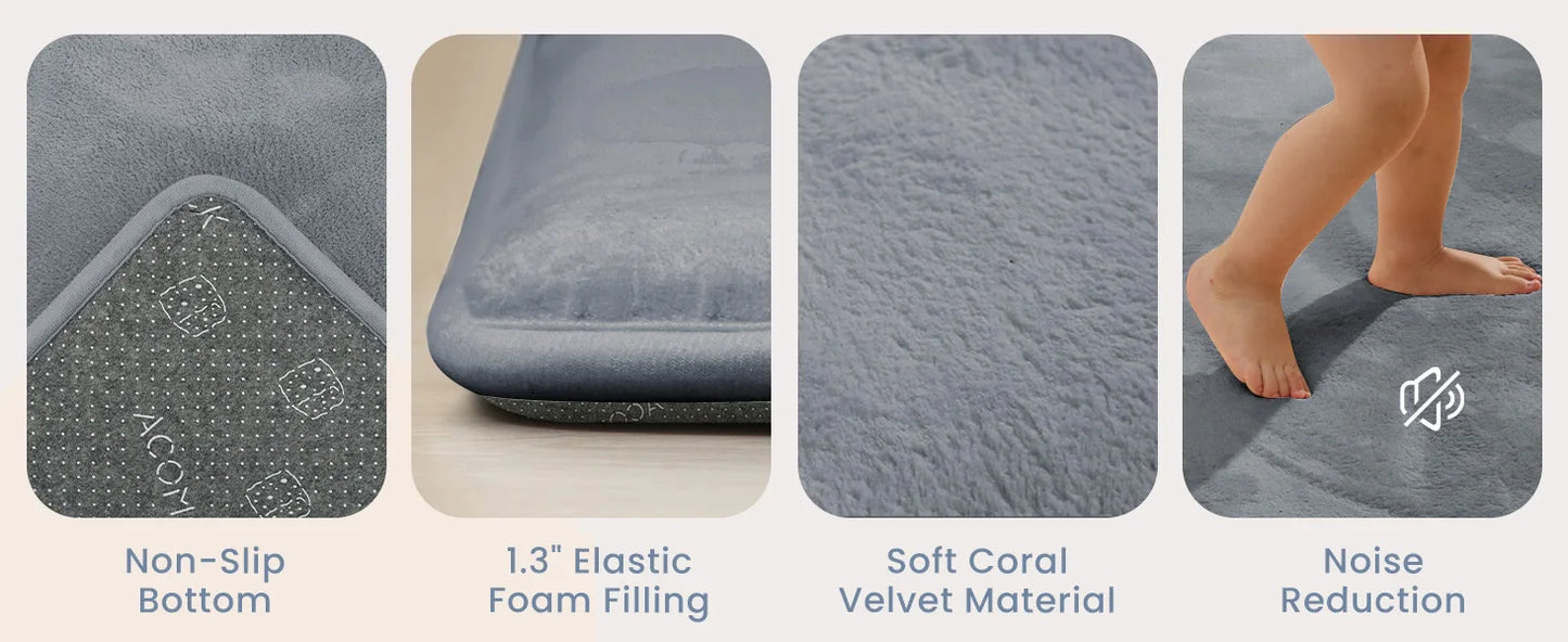 Extra Thick Memory Foam Baby Play Mat for Tummy Time, Crawling & Playroom Activities